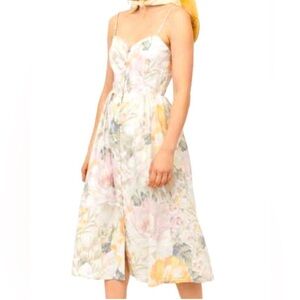 H&M floral button up linen midi dress